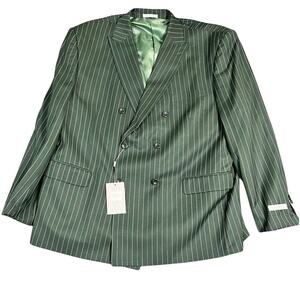 Men's VINCI DSS-4 Hunter Green Pinstripe Double-Breasted Suit 50R 45W NWT